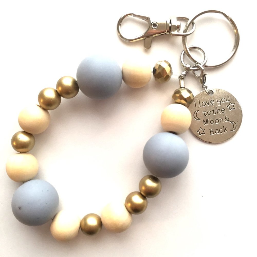 KeyChain - with Beads "I love you to the Moon and Back" very nice design